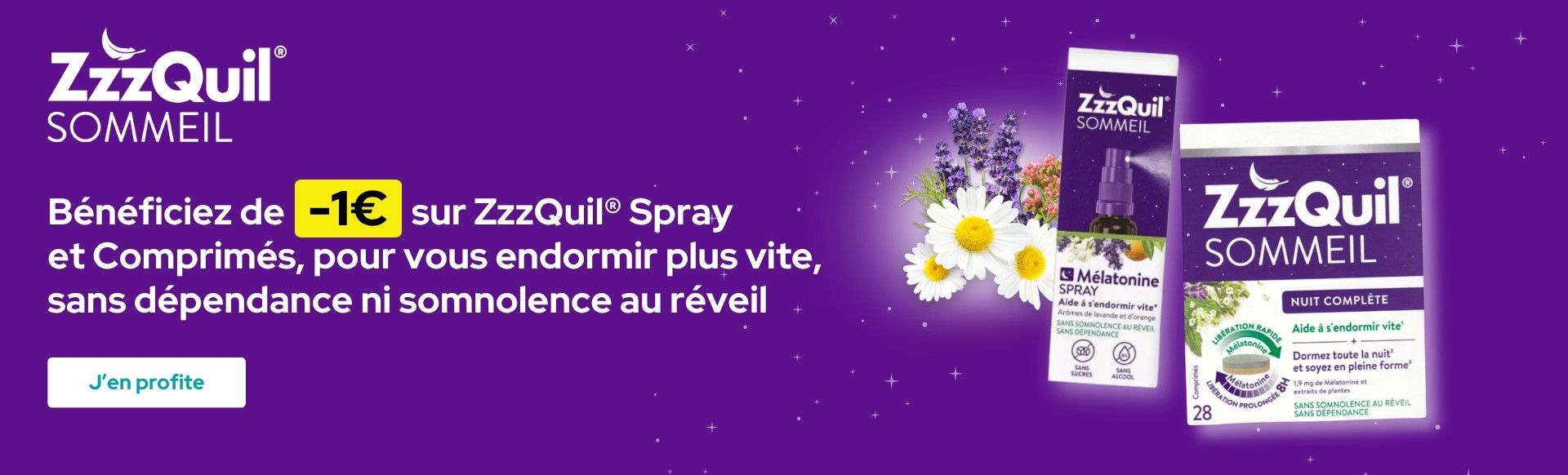 ZzzQuil : -1€ sur le spray mélatonine et les comprimés nuit complète
