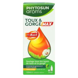Phytosun Arôms Toux et Gorge Max - Effet 8 en 1 - Soulage la Toux et le Mal de Gorge - 120 ml