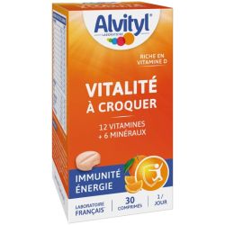 Alvityl Vitalité À Croquer - Goût Orange - Soutien l'Énergie et le Vitalité - 30 Comprimés