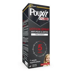 Pouxit Flash Traitement Anti-Poux et Lentes - 150ml - Lotion Spray, une seule application, peigne inclus