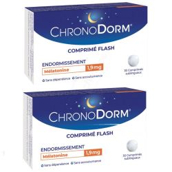 Iprad ChronoDorm Mélatonine 1,9mg Flash Lot de 2 x 30 Comprimés Sublinguaux– Endormissement rapide