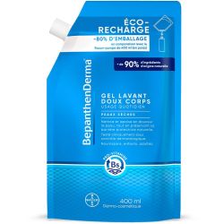 BepanthenDerma® Gel Lavant Doux Corps - Éco-Recharge 400ml - Nettoie, apaise et respecte les peaux sensibles