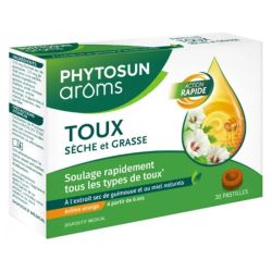 Phytosun Arôms Pastilles Toux Sèche et Grasse - 20 Pastilles - Arôme Orange