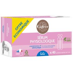 Gifrer Sérum Physiologique 40 Unidoses de 5 ml - Hygiène Nez et Yeux Bébé