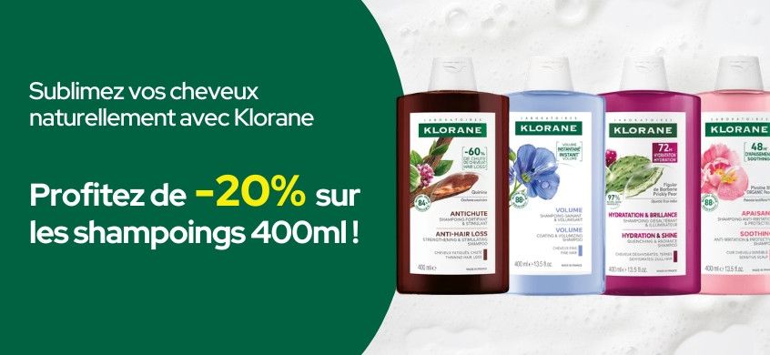 Klorane : Réduction sur les shampoings 400ml