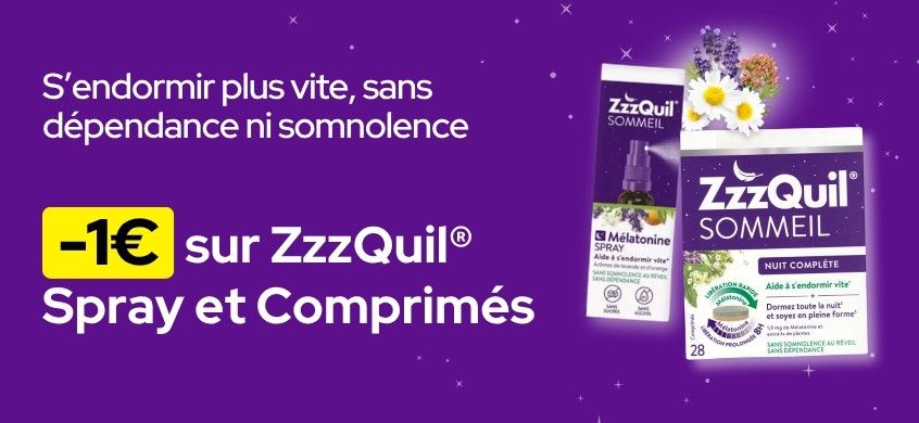 ZzzQuil : -1€ sur le spray mélatonine et les comprimés nuit complète